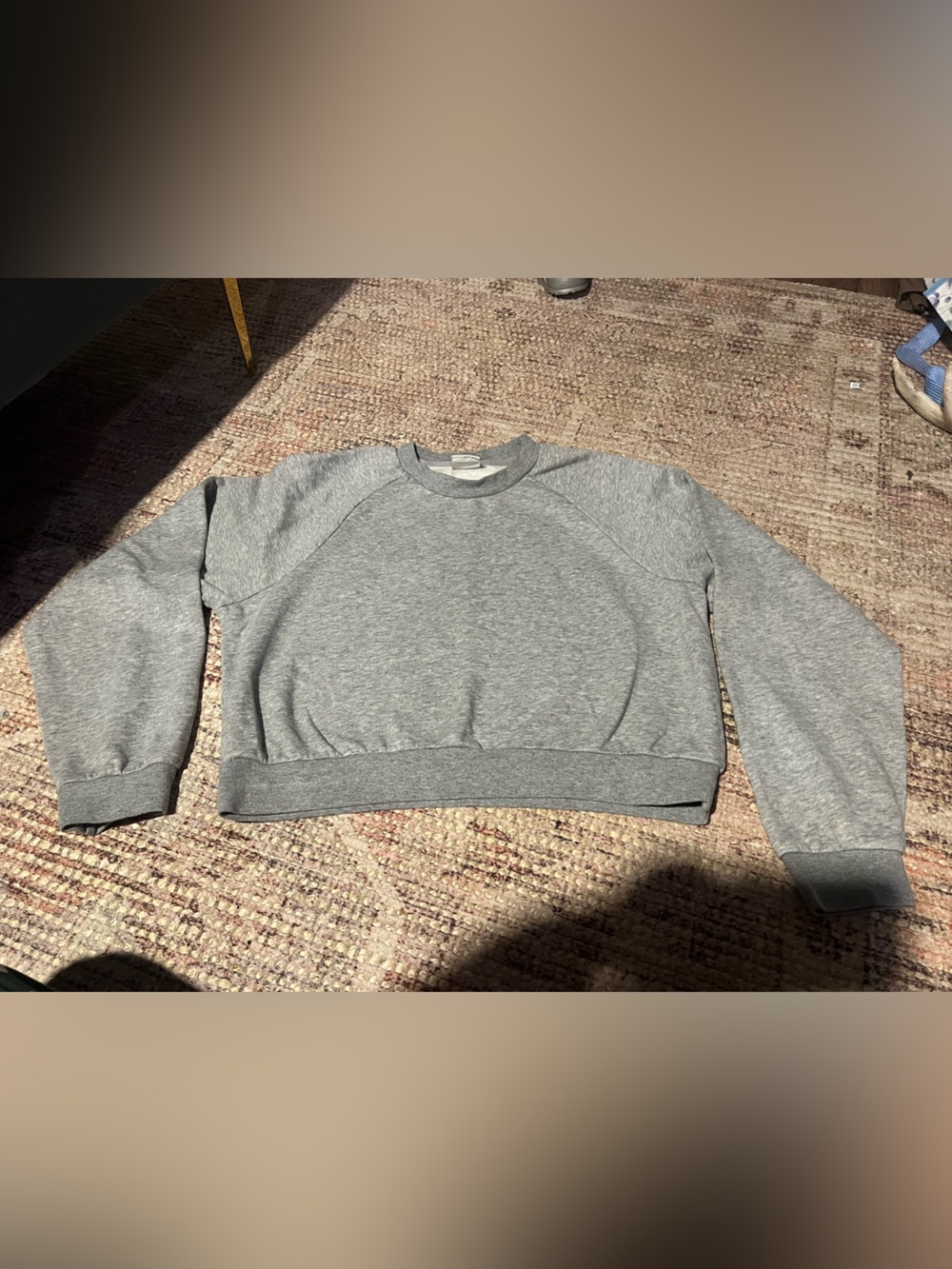 Aritzia Sunday Best Grey Cropped Raglan Crewneck Sweatshirt Large